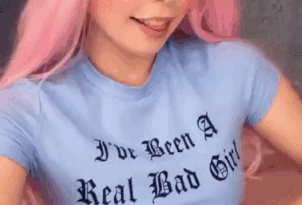 belle-delphine-t-shirt-raise-titties-gif